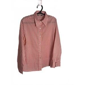 Vintage 70s Day Glo Pink Polka Dot Blouse